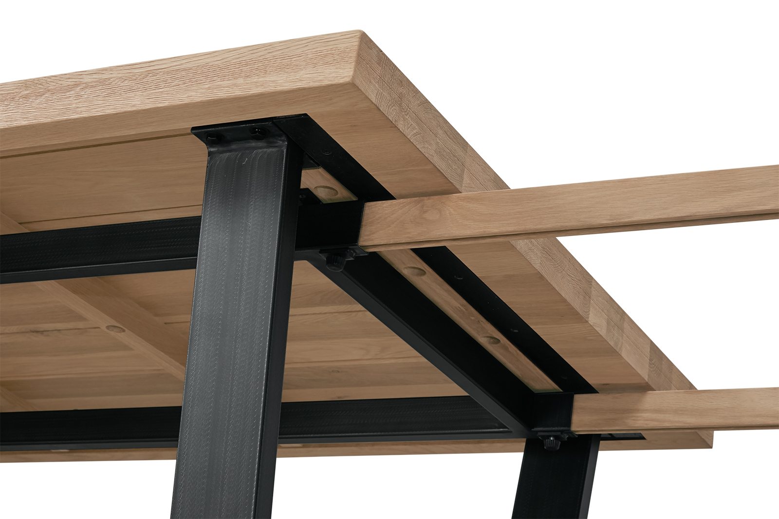 Calia spisebord Hvitoljet heltre eik med understell i stål. 200x95 cm