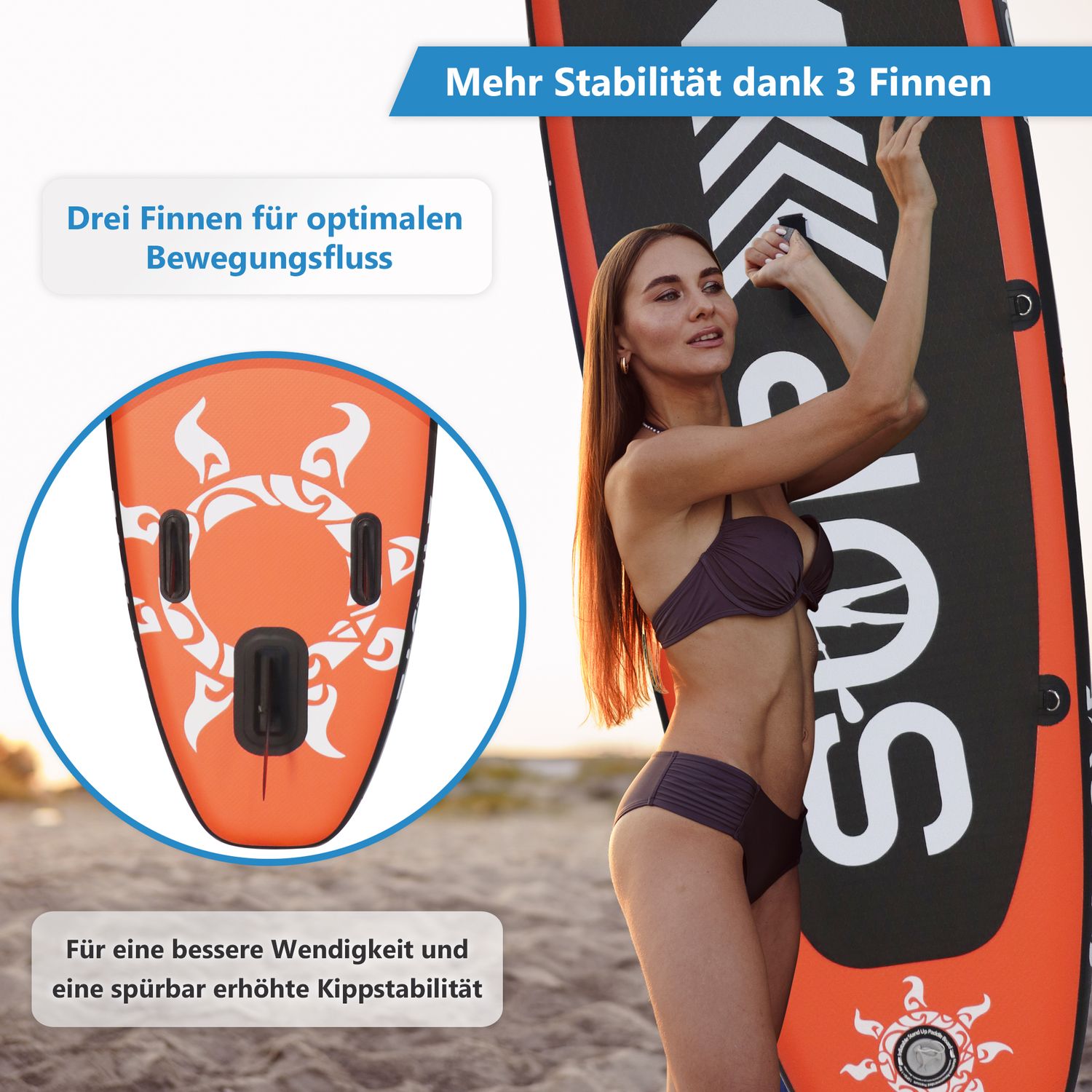 24MOVE® Standup Paddle Board SUP, inkl. umfangreichem Zubehör, Paddel und Hochdruckpumpe, ROT, 305x76x15cm