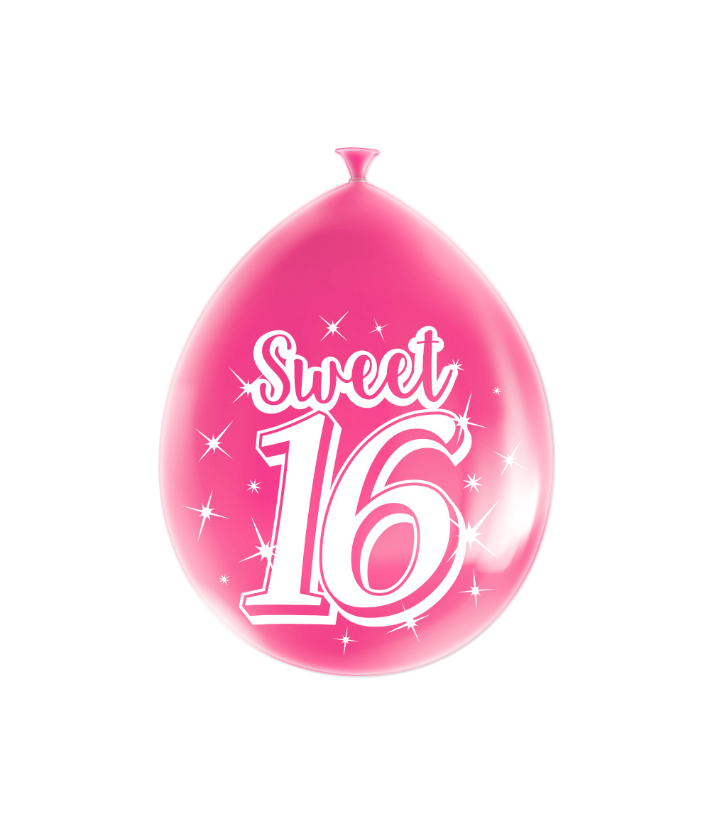 Sweet 16 Ballonnen 16 Jaar Roze 30cm 8st