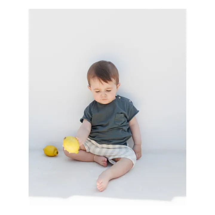 Búho T-shirt Poche Lin Bébé | Gris anthracite
