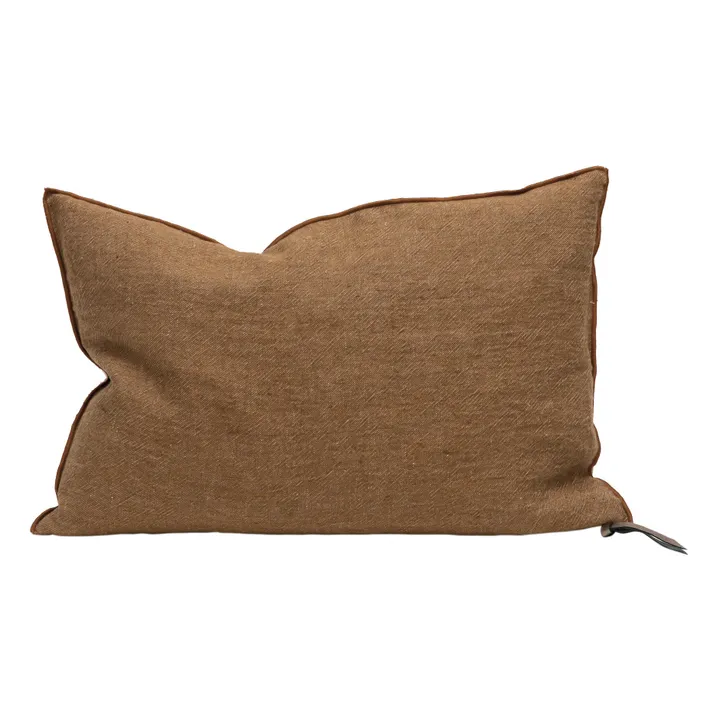 Maison de Vacances Coussin Vice Versa en lin lavé froissé | Havane/Givré