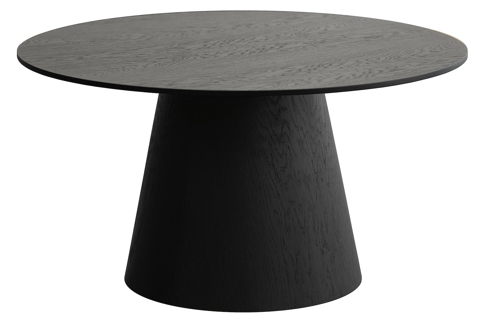 Barrel sofabord Ø90 cm. I sortbeiset lakkert eik finér.