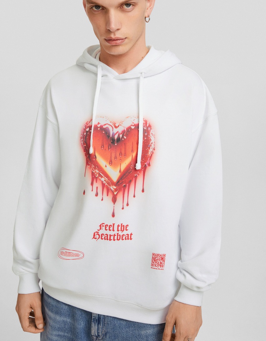 Moletom com capuz Bershka Wearable Art com estampa