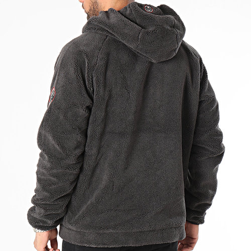 Veste Polaire Zippée Capuche Gris Anthracite