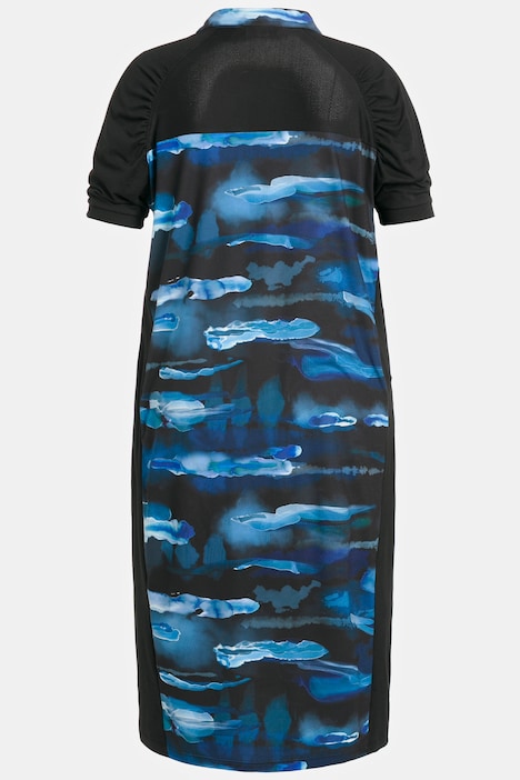 Kleid, Aquarell, Innenshorts, V-Ausschnitt, Halbarm