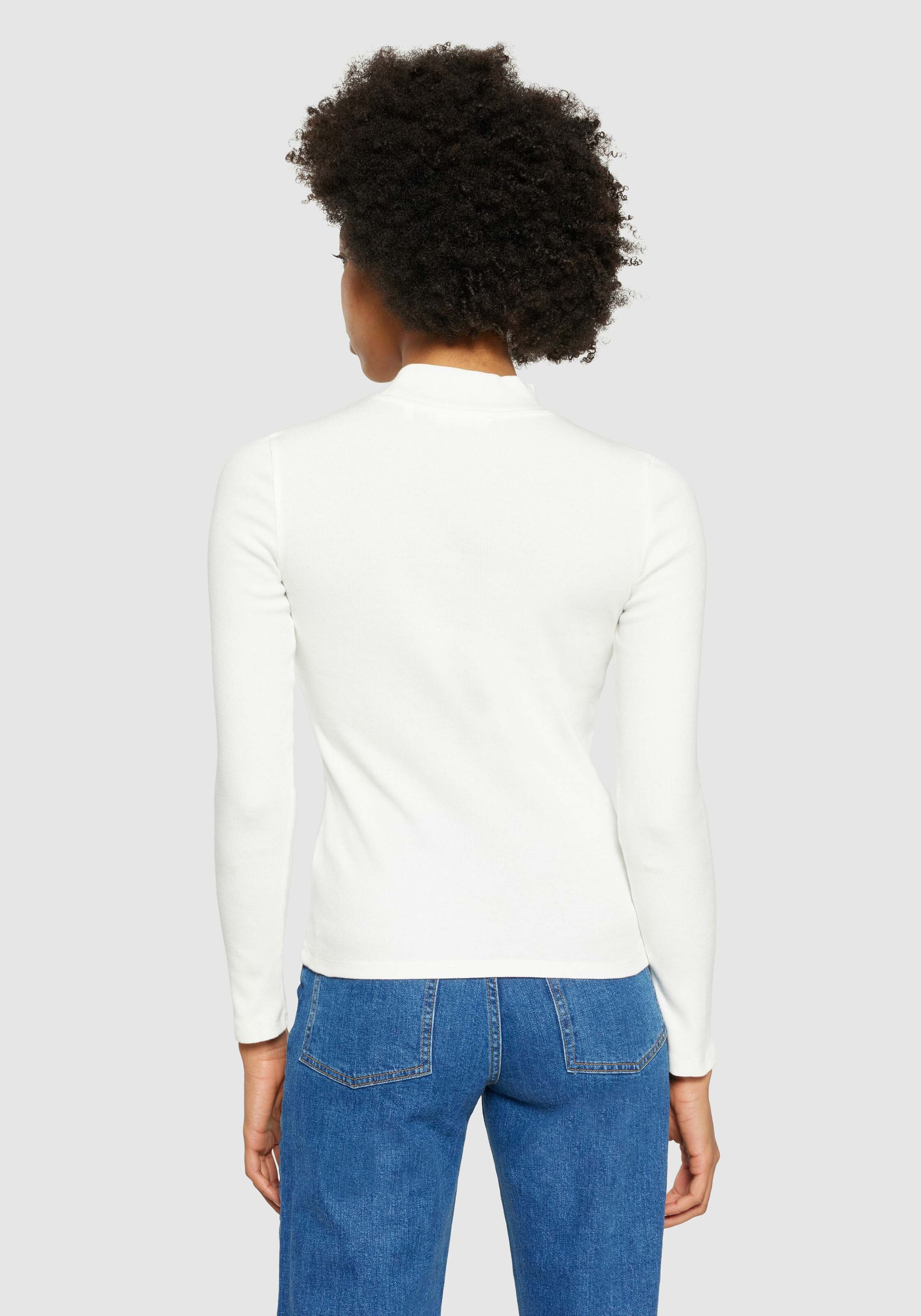 Knowledge Cotton Apparel Longsleeve Rib High Neck Star White