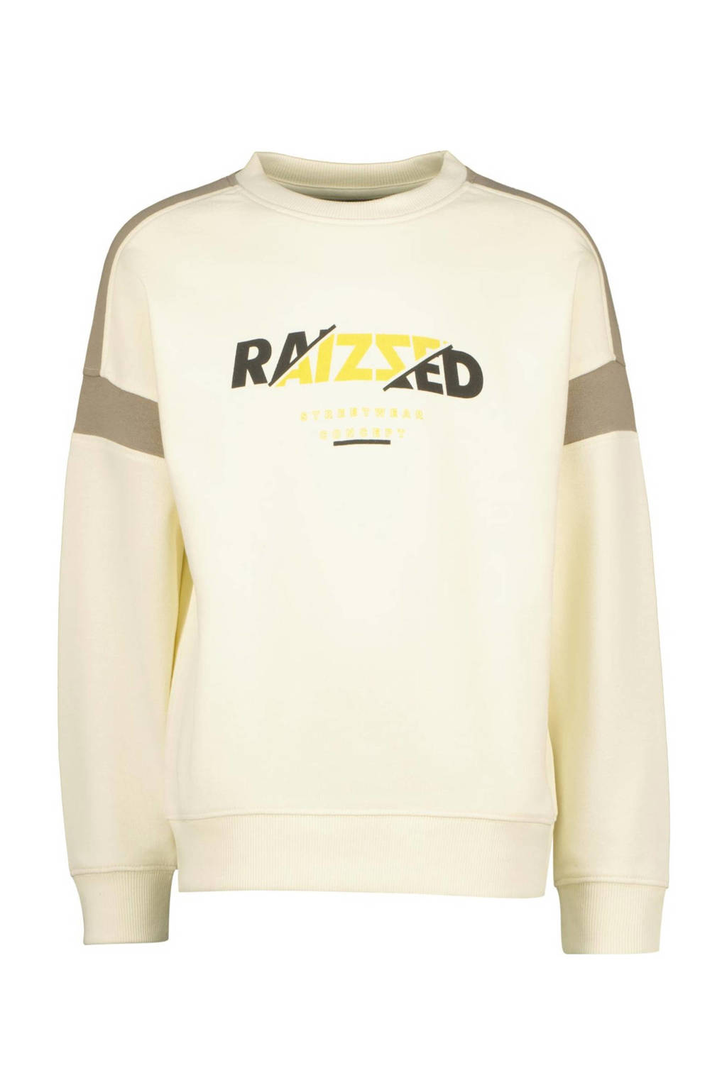 Raizzed sweater Jamison met tekst beige