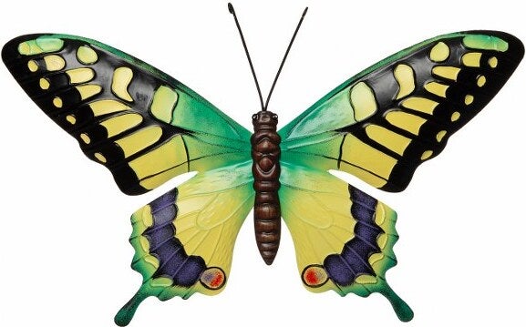 Intratuin tuinwanddecoratie vlinder Sina geel / groen / zwart 37 x 1 x 24 cm