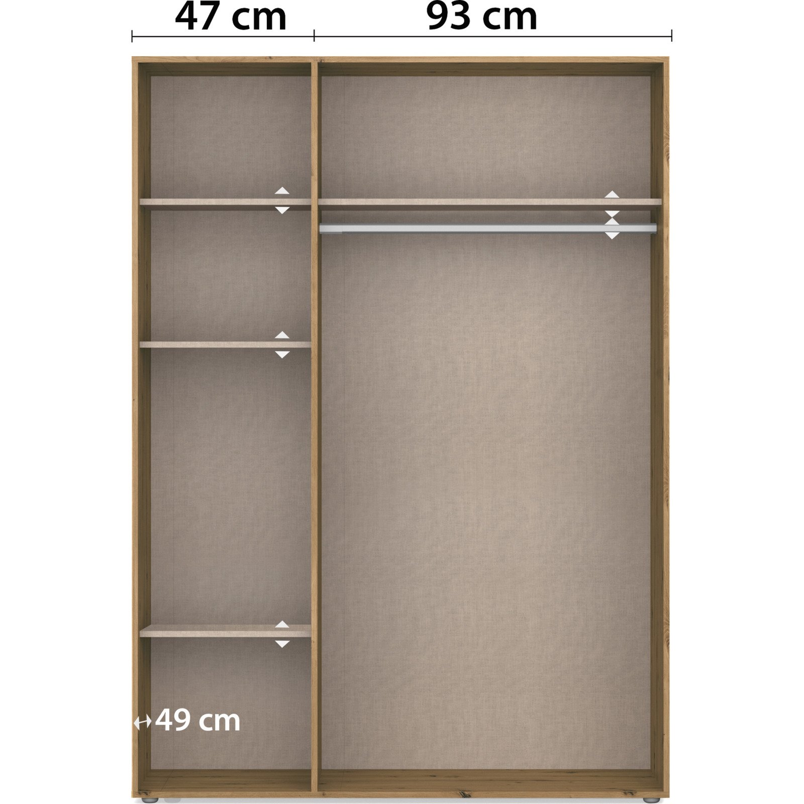 Schrank Voyager Dekor 140 x 194 x 53 cm weiss / grau met.