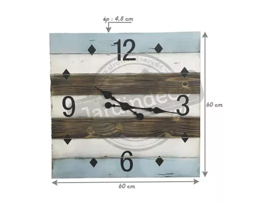 Horloge en bois carrée bord de mer