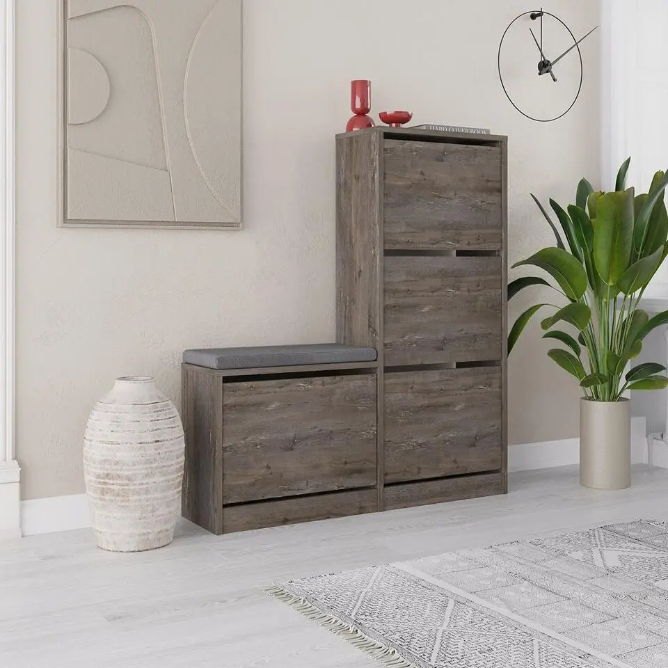 CALICOSY - Schoenenkast DUDE - Eik grijs - 118,5x105x26 cm