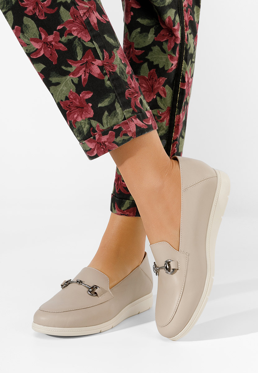 Mocassins femme en cuir beige Elvia B