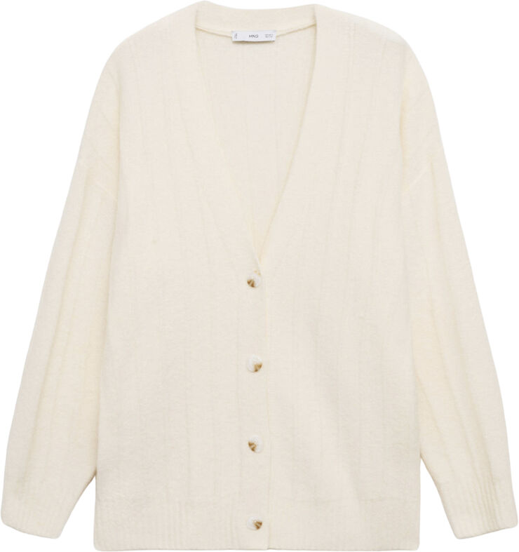 MANGO Buttoned long cardigan Light beige