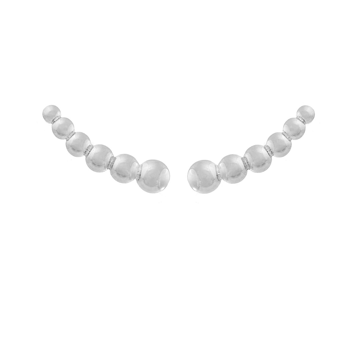 Boucles d'oreilles grimpantes contour de lobe suite de boules demi-sphère Argent 925 Rhodié