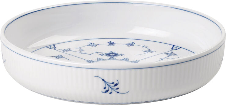 Royal Copenhagen Musselmalet Riflet Rundt Ovnfast Fad, 18,5 cm Hvid