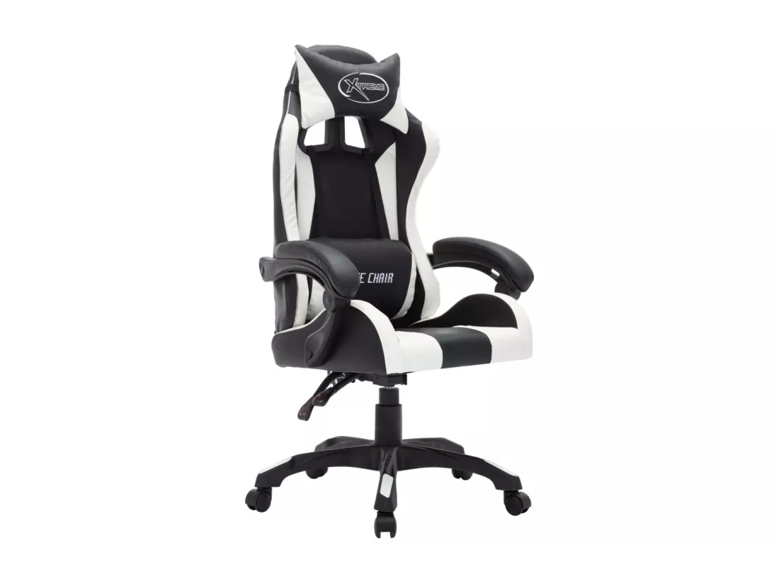 Chaise fauteuil siège pivotante cuir blanche 64 x 65 x 119 cm 02_0024197