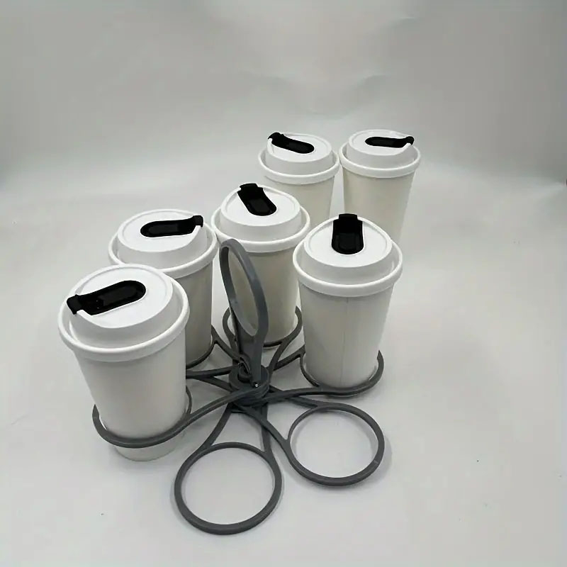 (6-fach) Getränke Becher Träger Kaffee Cup Halter Party Drinks Becherträger - Grau