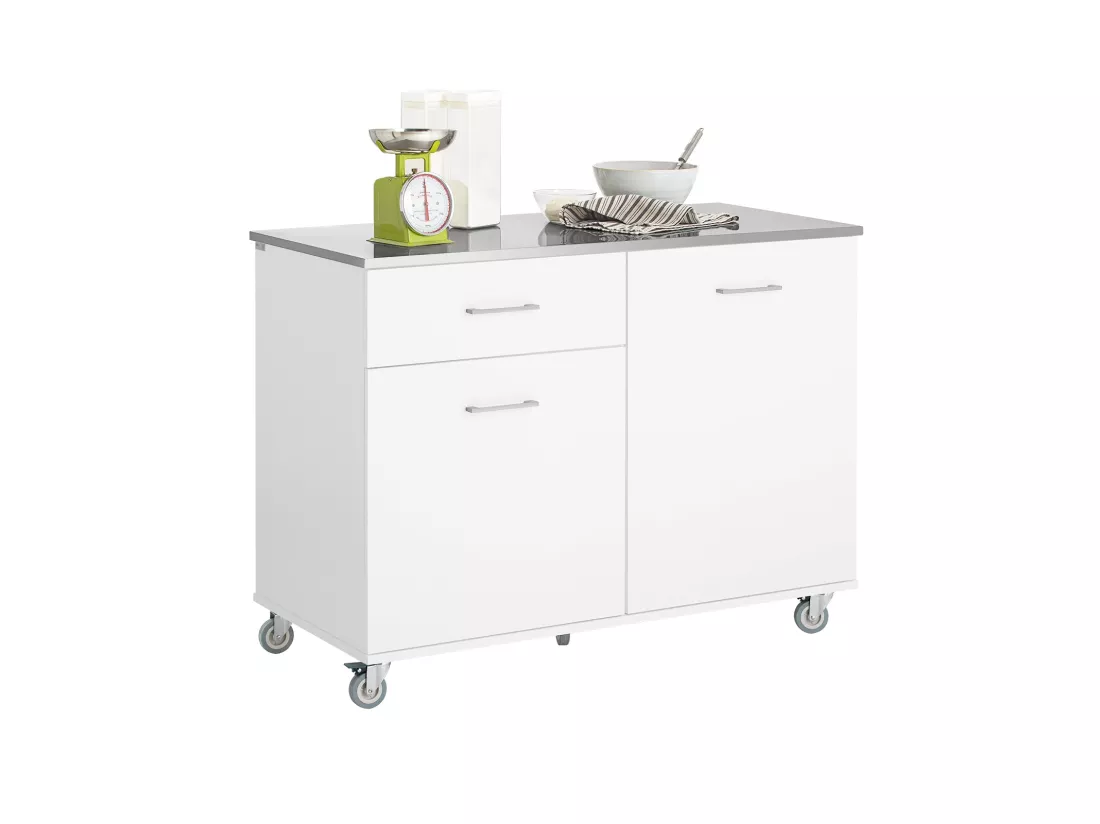 Desserte de Cuisine sur Roulettes Îlot de Cuisine Buffet avec Plan de Travail, FKW117-W