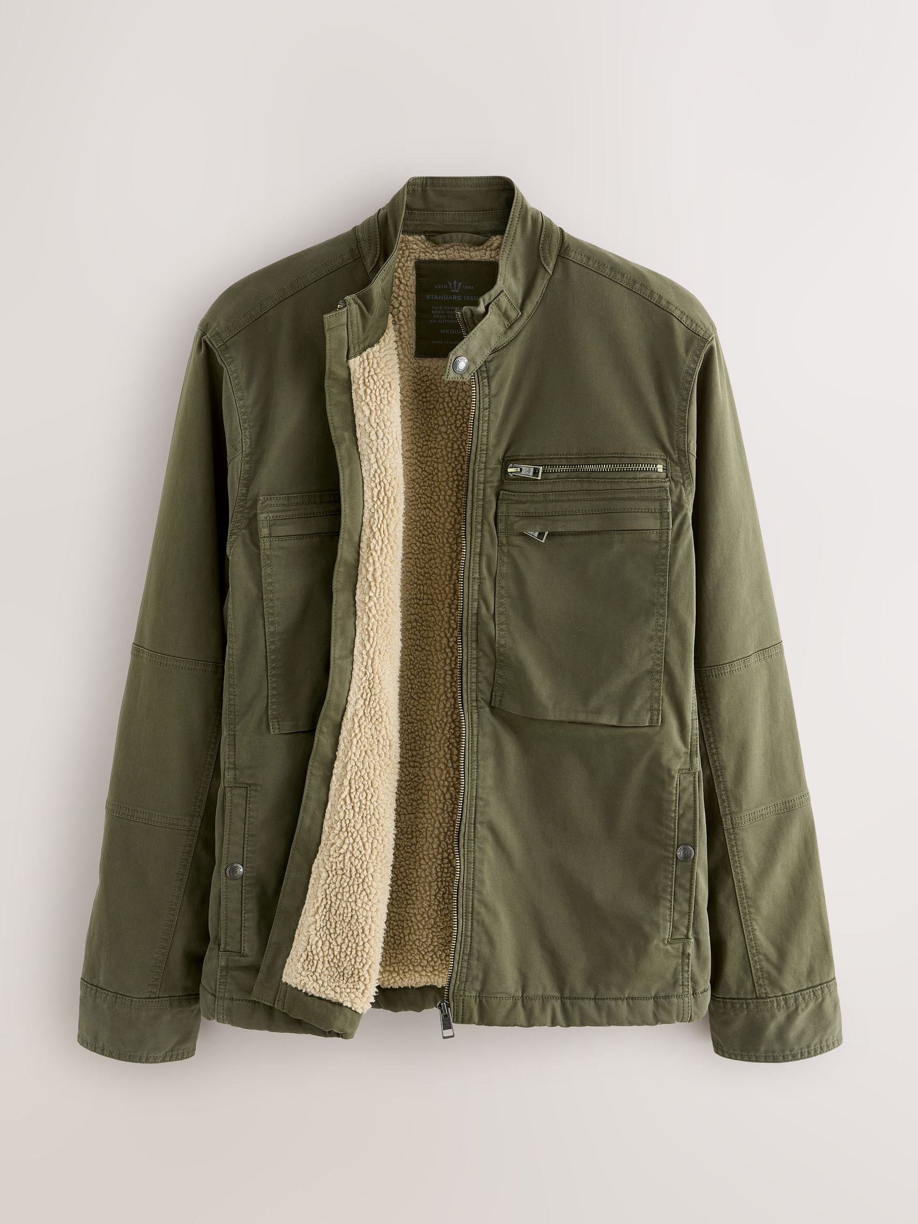 Kakigroen - Borg Lined Zip Through Funnel Jacket