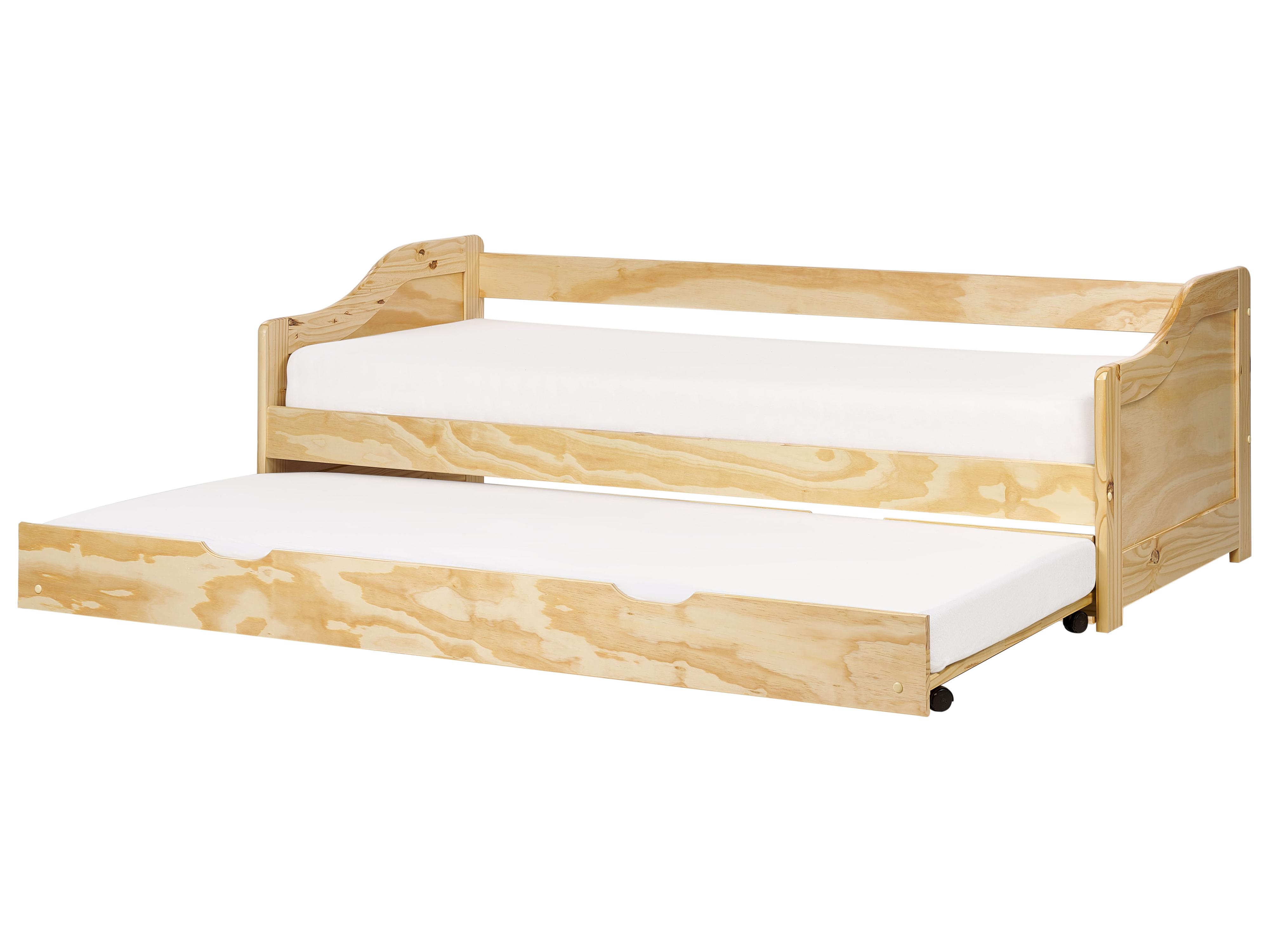 Onderschuifbed Dennenhout LUNERAY 90 x 200 cm Lichtbruin