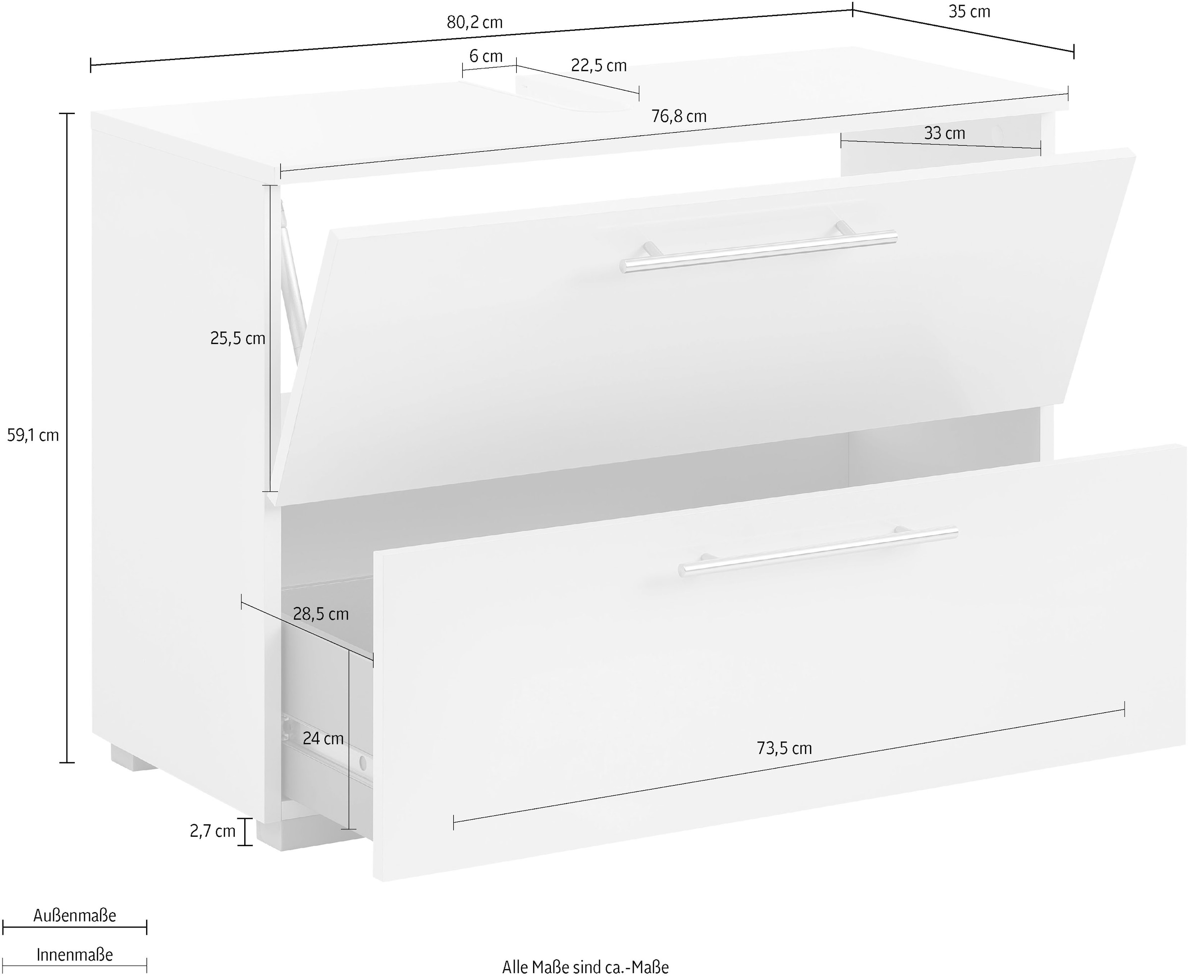 welltime Waschbeckenunterschrank »Carlos« Breite 80 cm