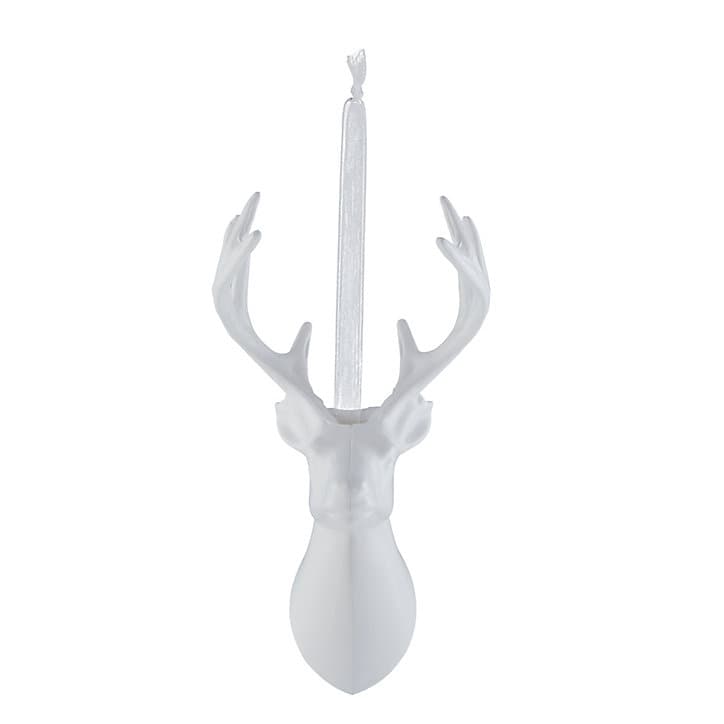 Sujet de noël tête de cerf blanche 13cm