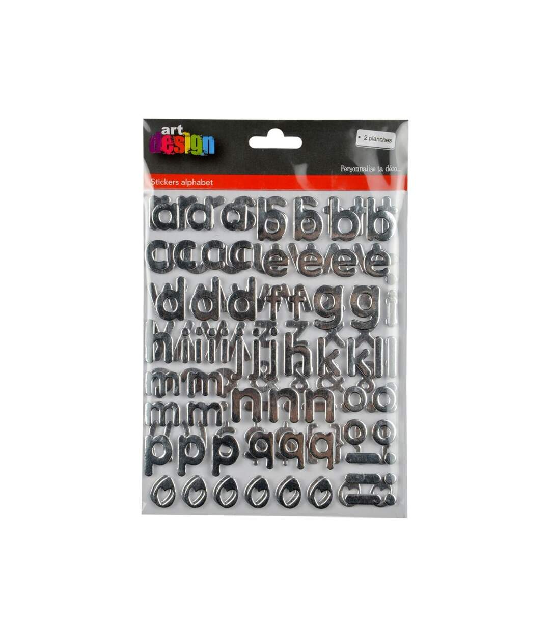 Paris Prix - Lot De 2 Planches De Stickers alphabet 2cm Argent
