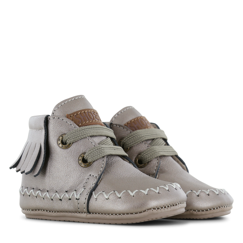 Shoesme champagne BABY-PROOF® schoentje met franjes Leer, Metallic | Meisje