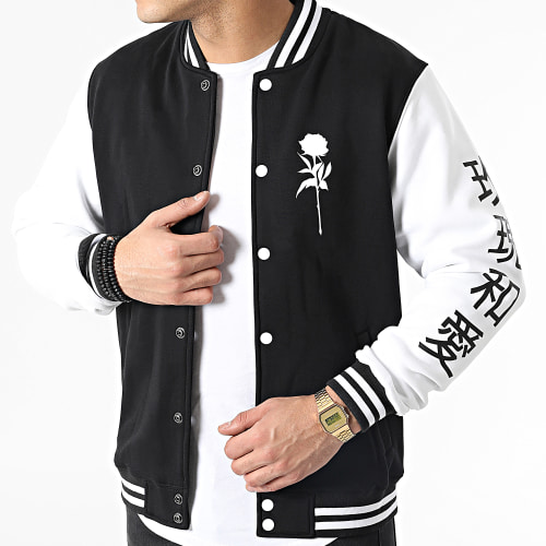 Veste Teddy Oriental Mono Noir Blanc