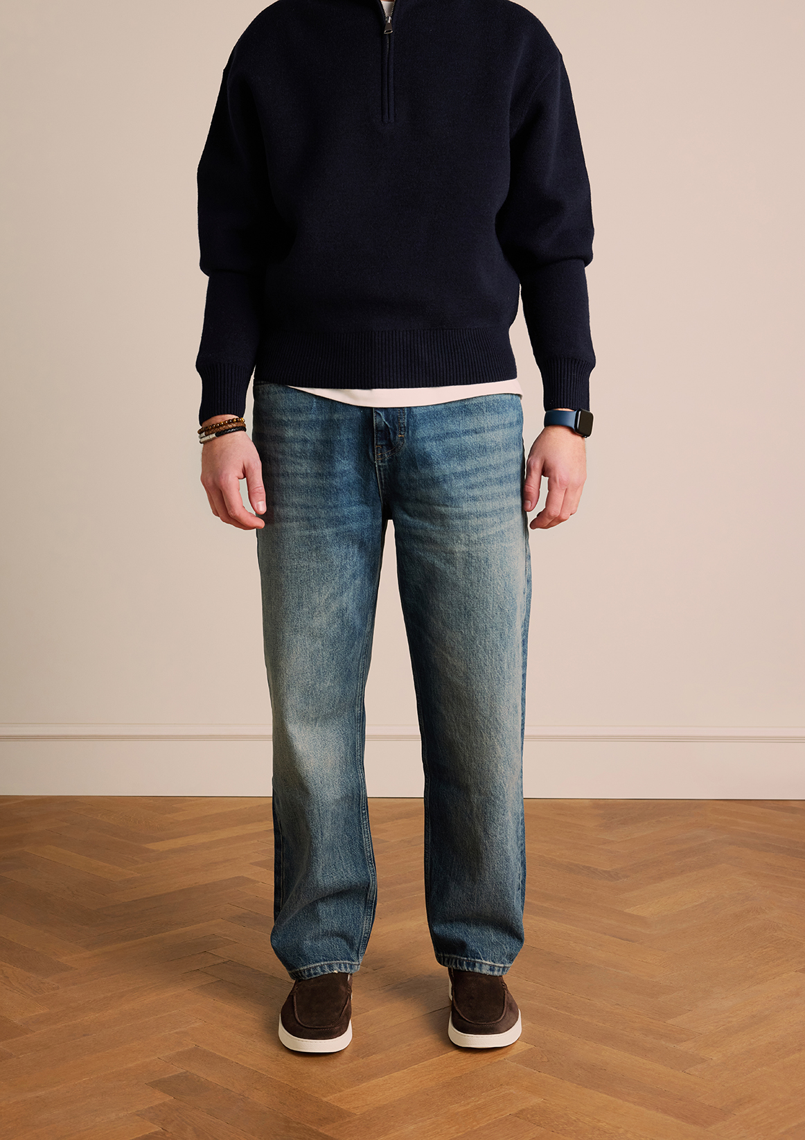 Bruine suède loafers