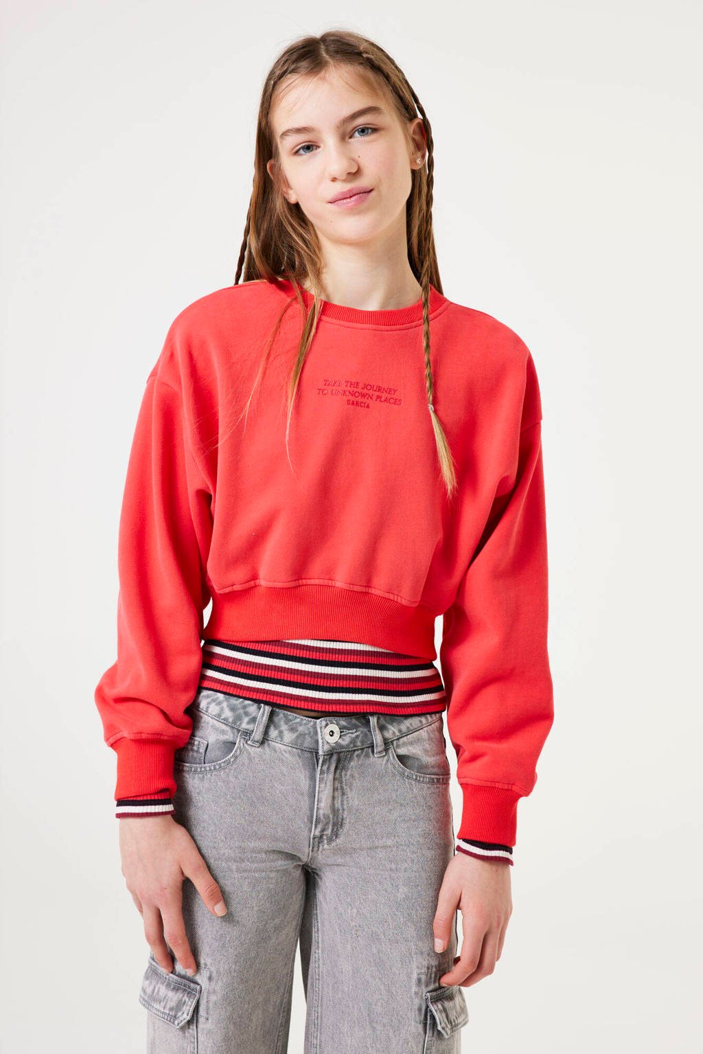 Garcia sweater met tekst rood