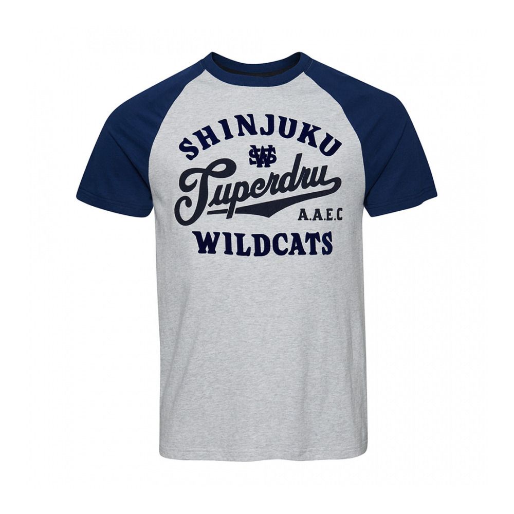 Superdry VINTAGE HOME RUN RAGLAN - Tee-shirt Homme glacier grey marl/regal blue