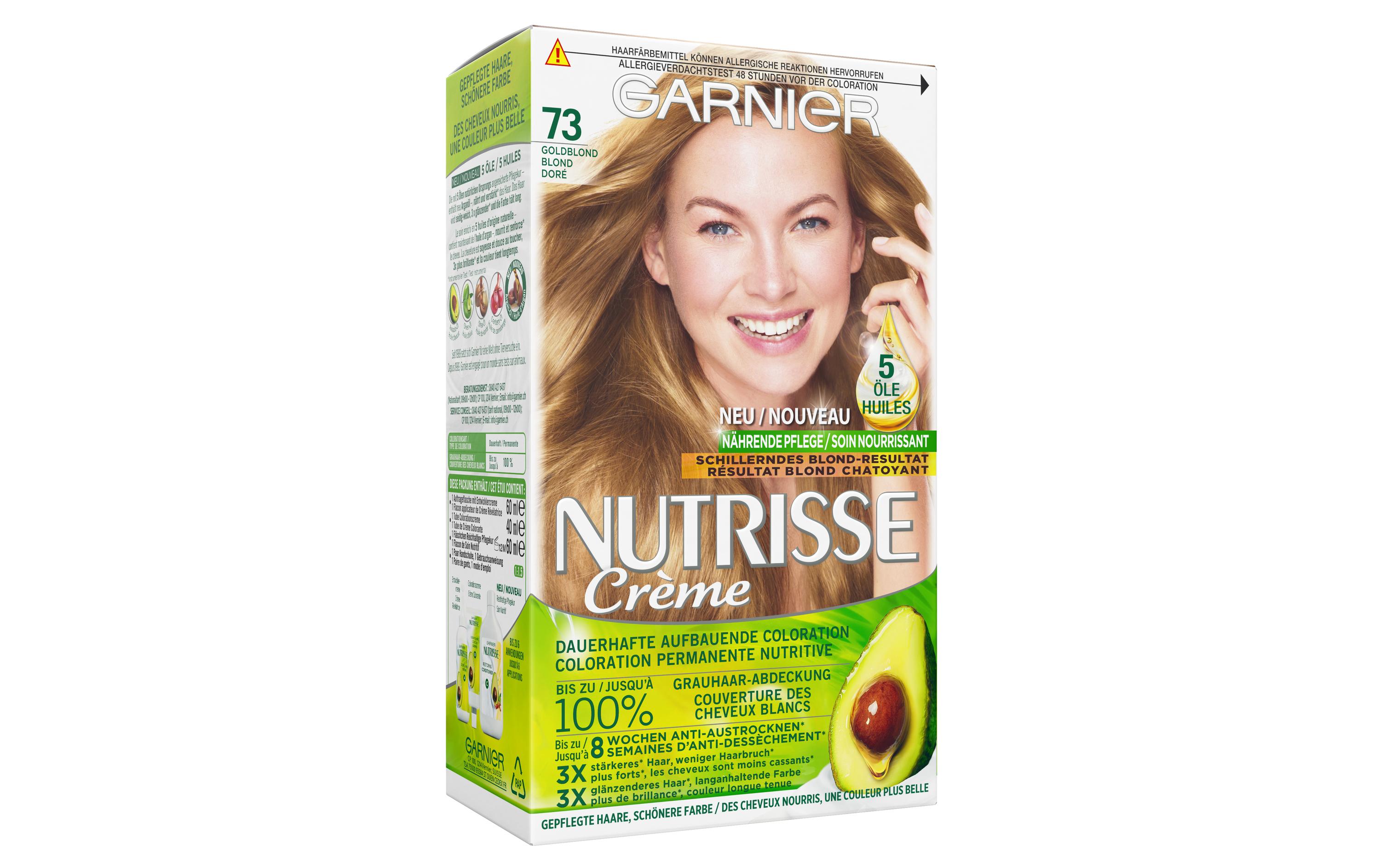 Haarcoloration Nutrisse Crème 73 GoldblondHaarfarbe verleiht dem Haar seidig strahlenden Glanz