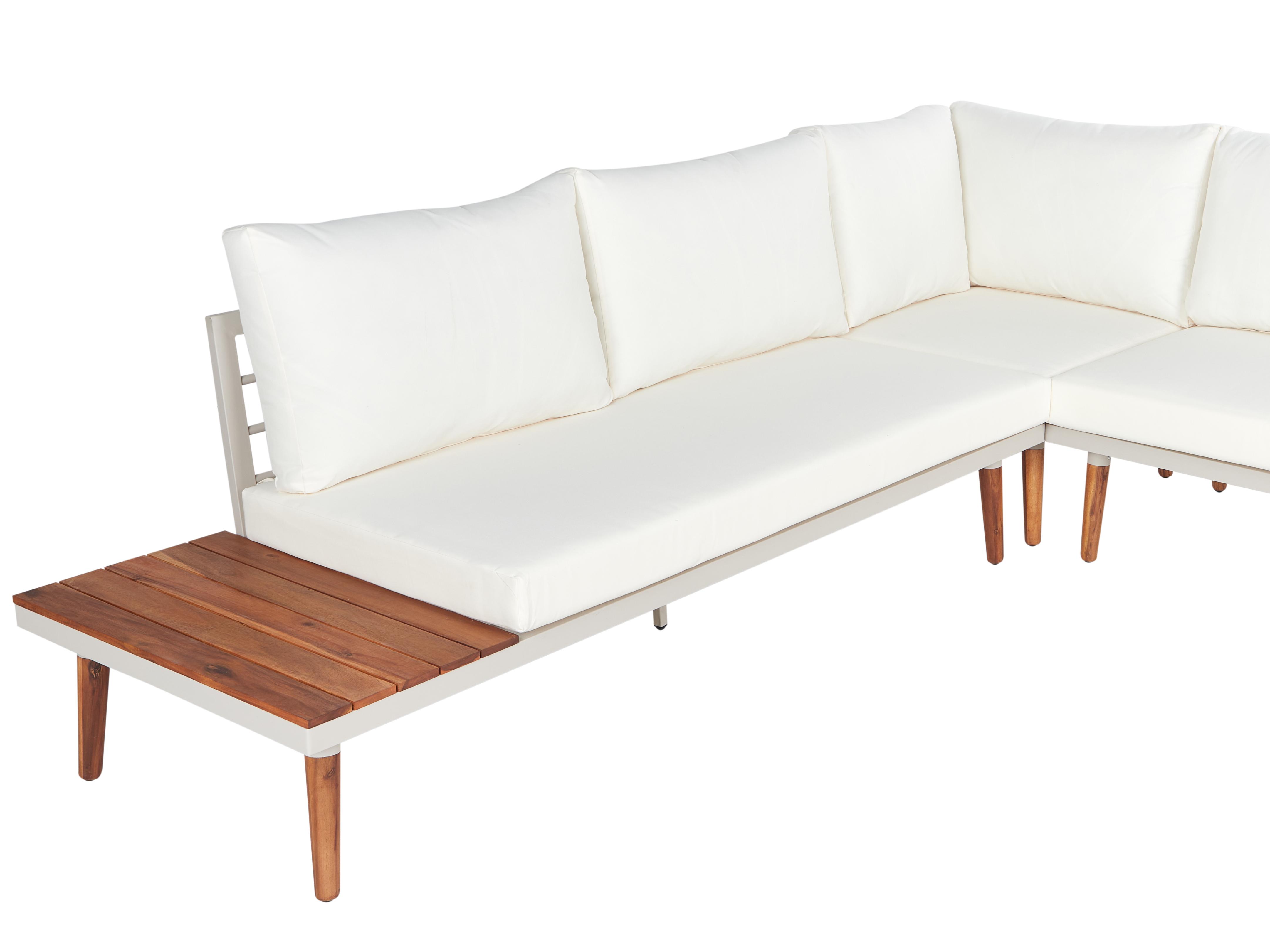 Tuin hoekloungeset met tafel 5-zits CORATO Acaciahout Gebroken wit