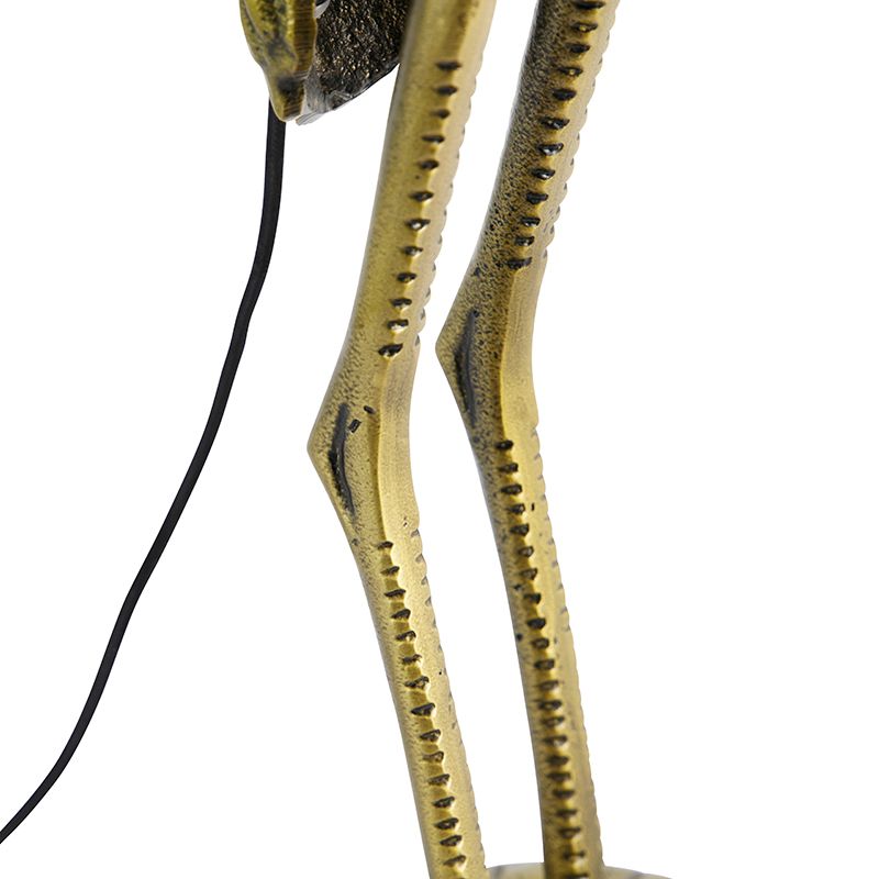 Vintage vloerlamp messing stoffen kap zwart - Animal Kraanvogel