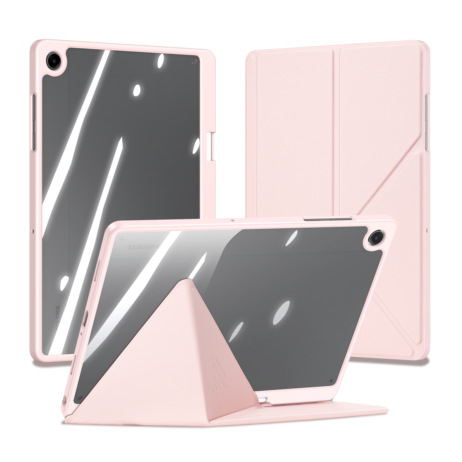 Samsung Galaxy Tab A11  Plus / A9  Plus 2in1 Abnehmbare Hybrid TPU Bumper Leder Tasche Smart Cover Schutzhülle - Rosa