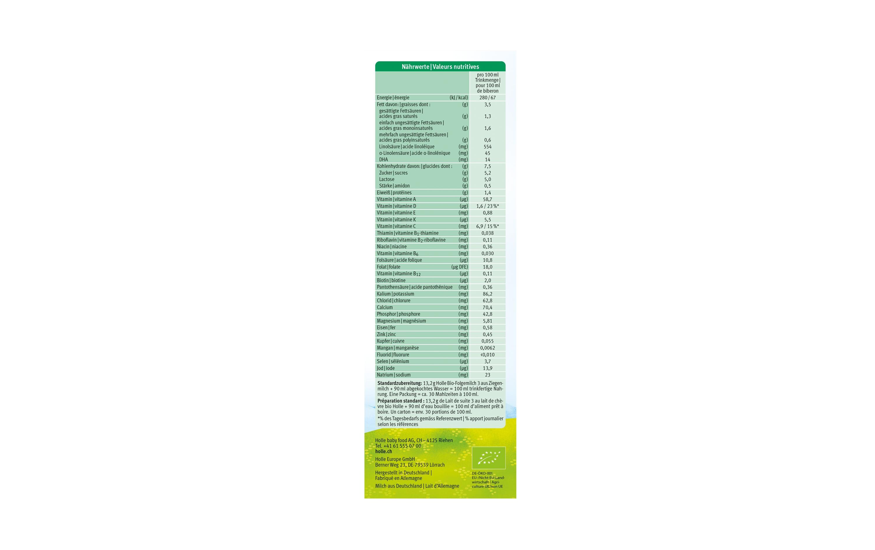 Folgemilch 3 Bio Ziegenmilch 400 gKindermilch aus Ziegenmilch