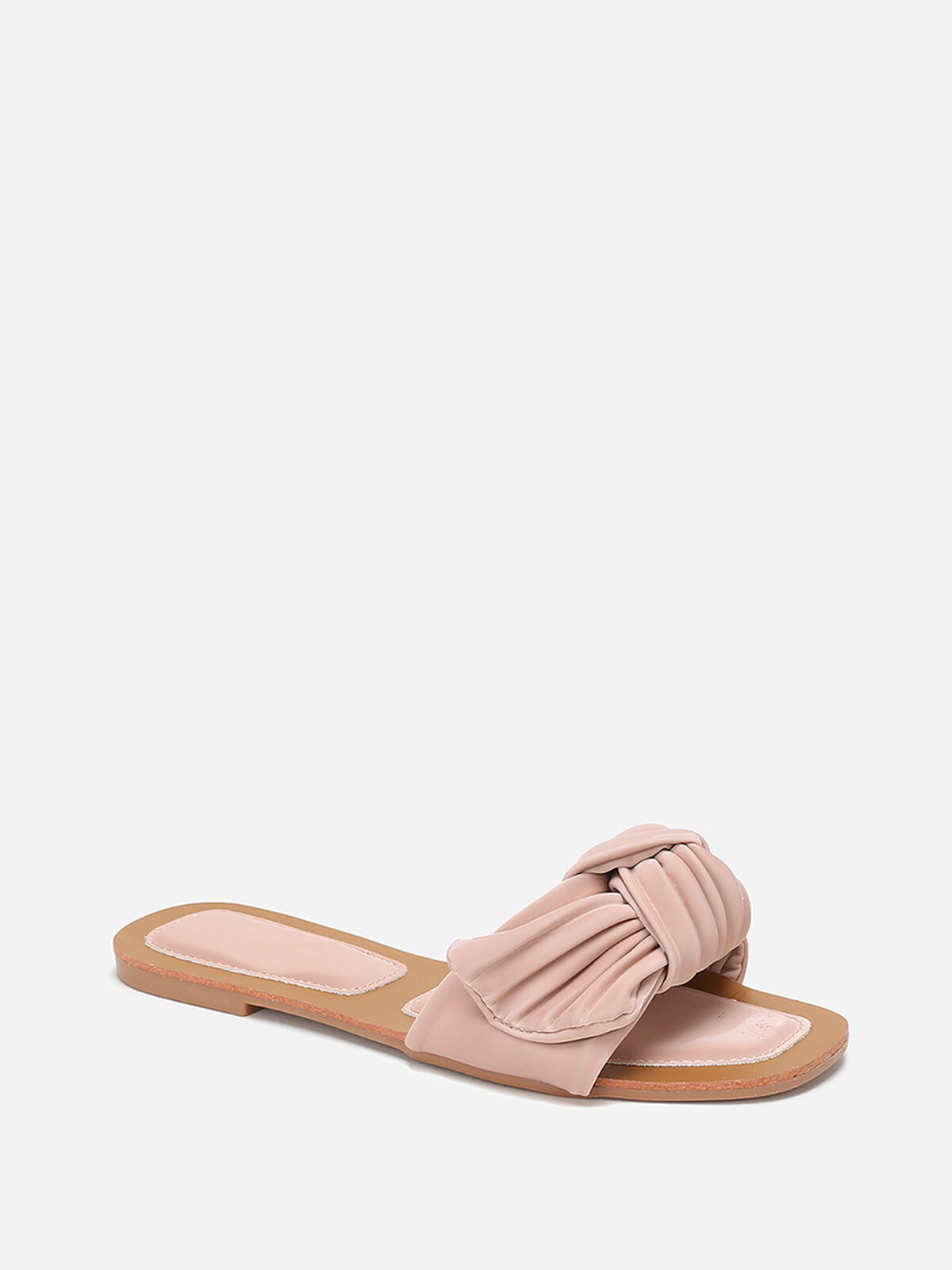 Mules à large bride matelassée et nouée- Rose