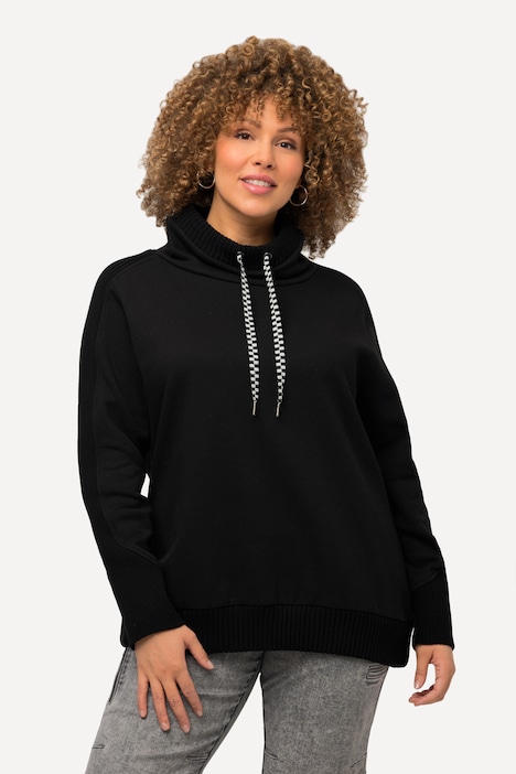 Sweatshirt, Rippeinsätze, Stehkragen, Langarm
