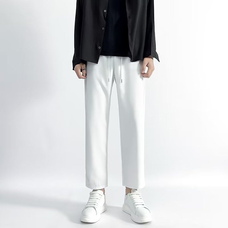 Craltuxe - Mid Rise Plain Crop Straight Leg Broek