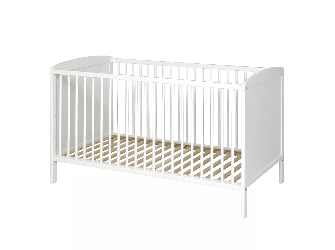 Lit bébé à barreaux 70x140 cm bois massif blanc FLOCON
