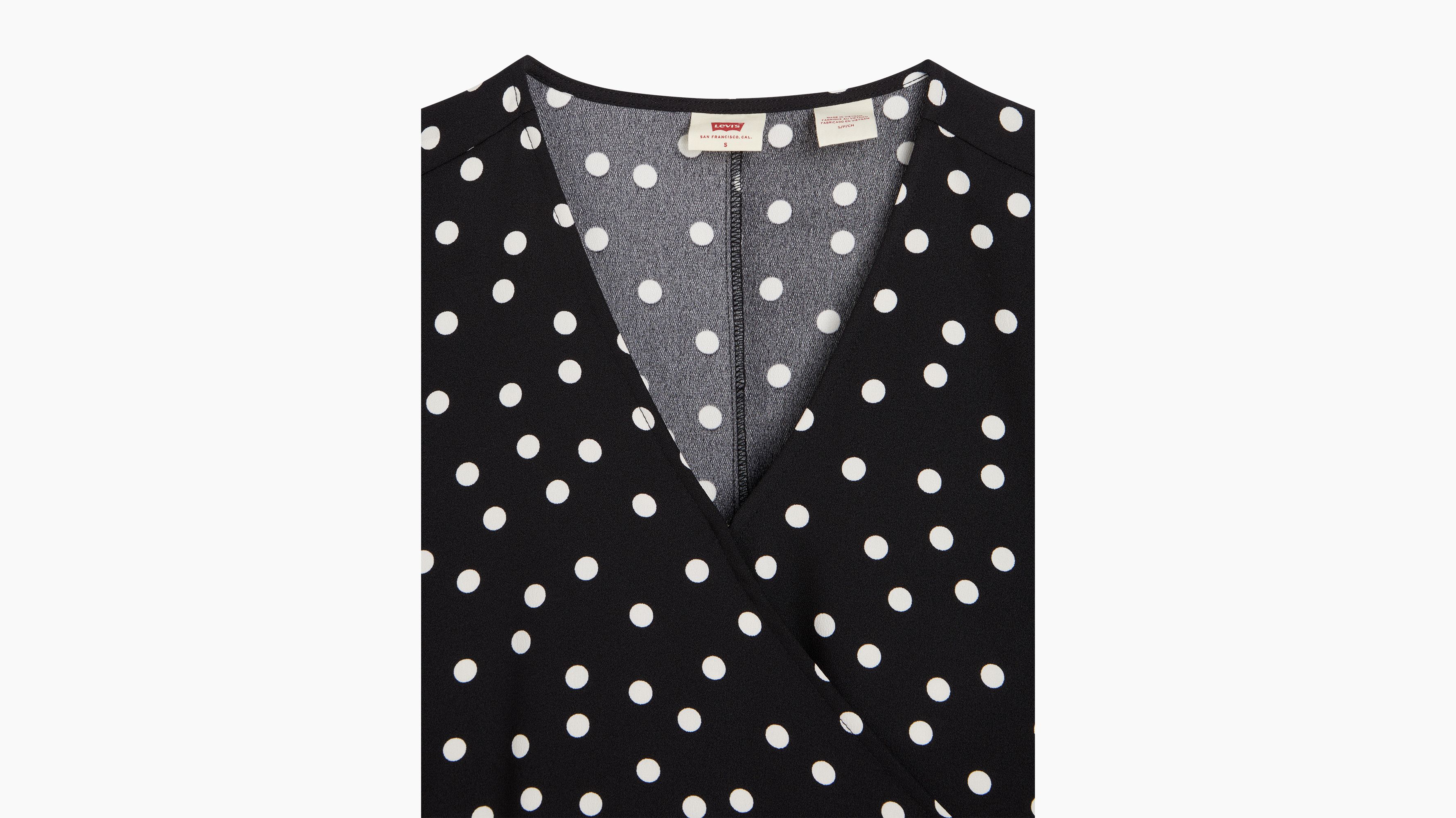 Robe portefeuille Brielle - Tasha Dot Caviar - Noir