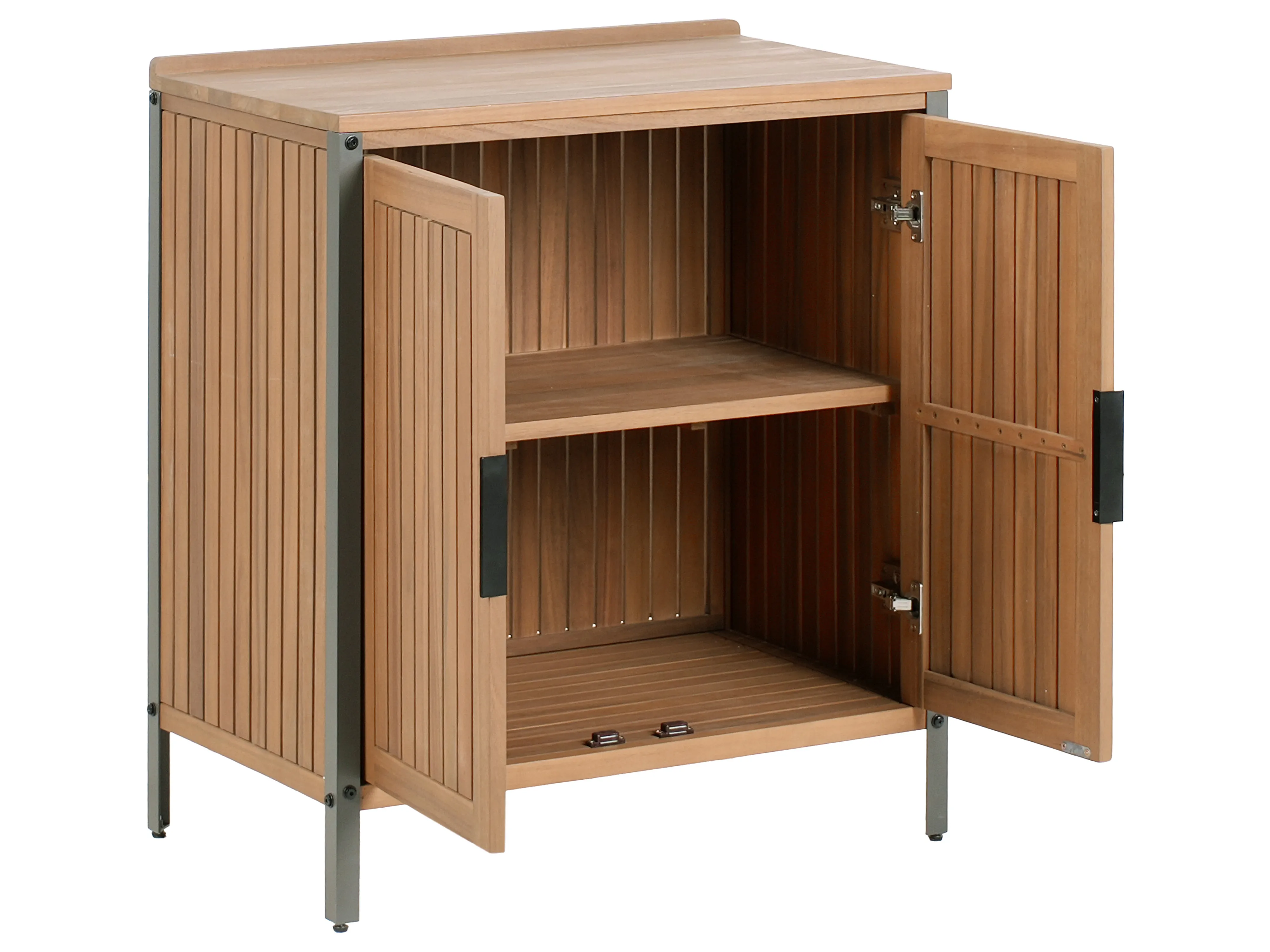 Tuin keukenset 3-delig met spoelbak IVREA Gecertificeerd acaciahout Bruin/zwart