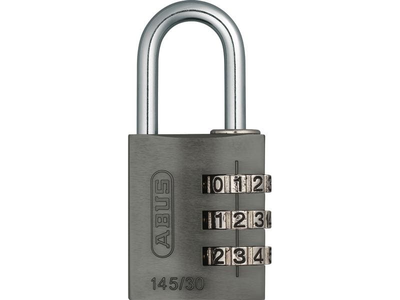 Abus Zahlenschloss 145/30 Lock-Tag Titanium Aluminium Vorhangschloss mit einstellbarem Zahlencode