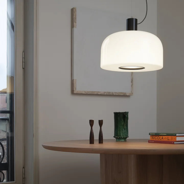 Flos - Bellhop S1 Glass Pendelleuchte, bright aluminium