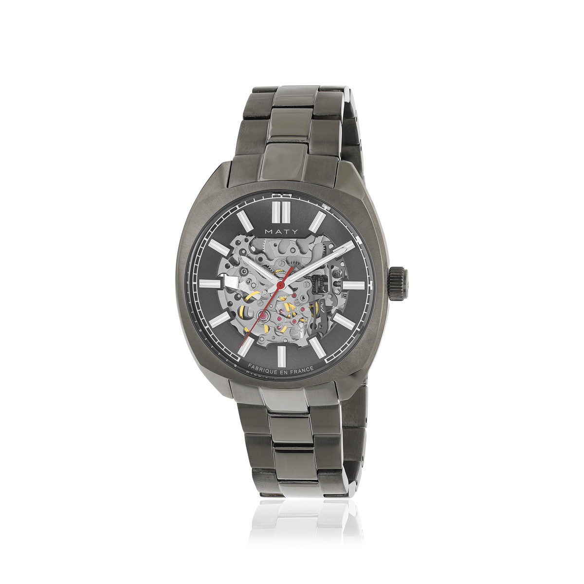 Montre homme squelette automatique acier bracelet acier