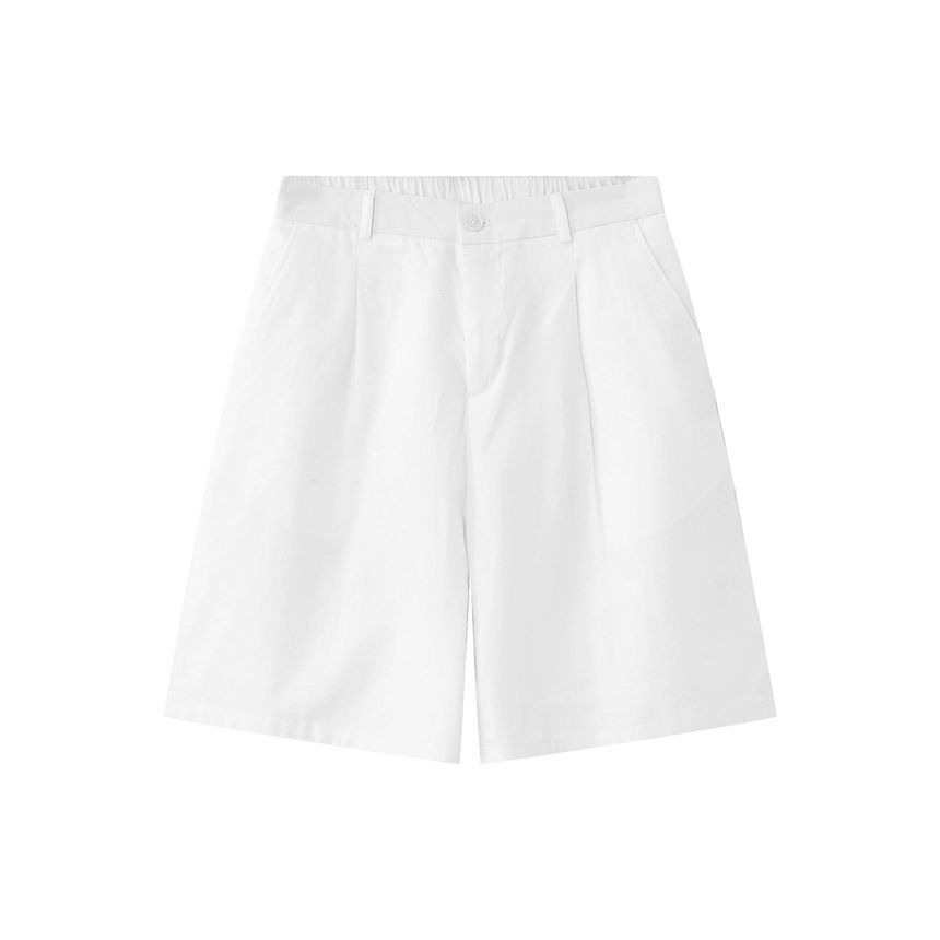 FAERIS - Effen overhemd met lange mouwen en kraag / Bermudashorts met gemiddelde taille