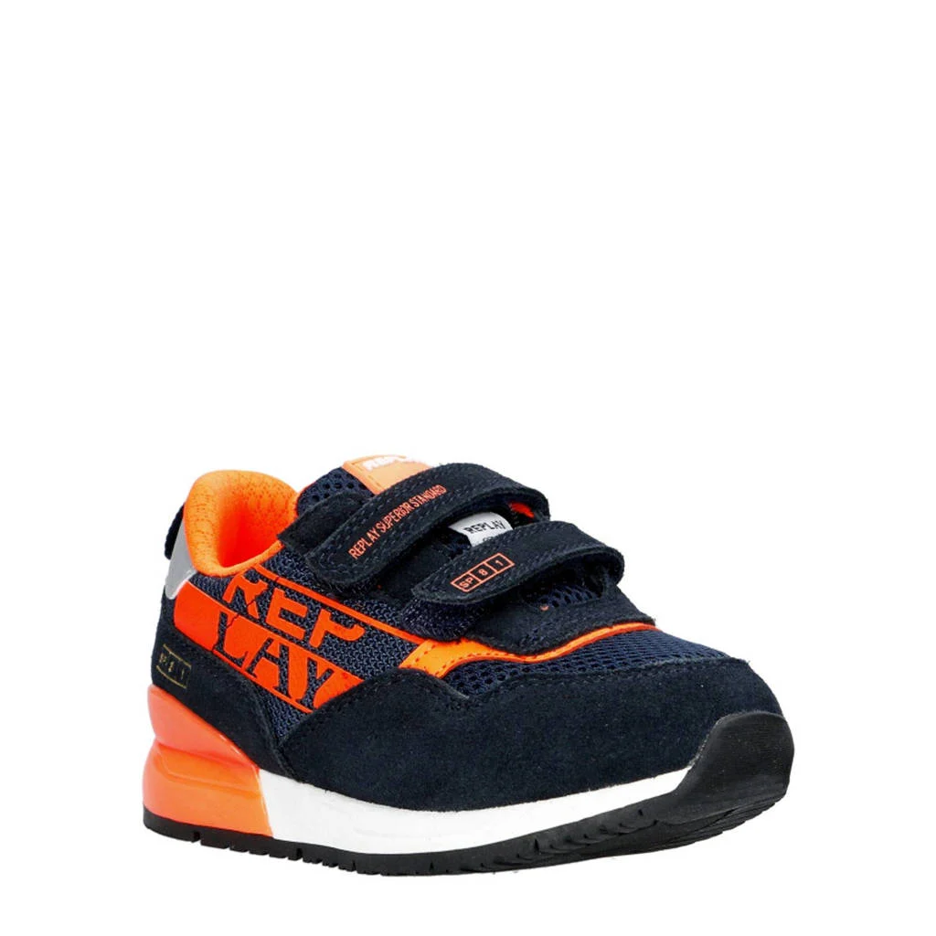 REPLAY Shoot kid 6sneakers suède donkerblauw/oranje