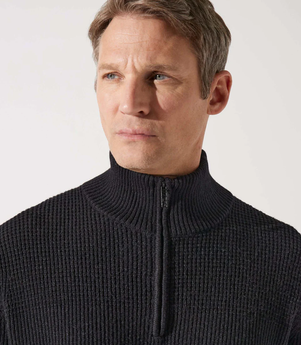 Pull col zippé camionneur noir