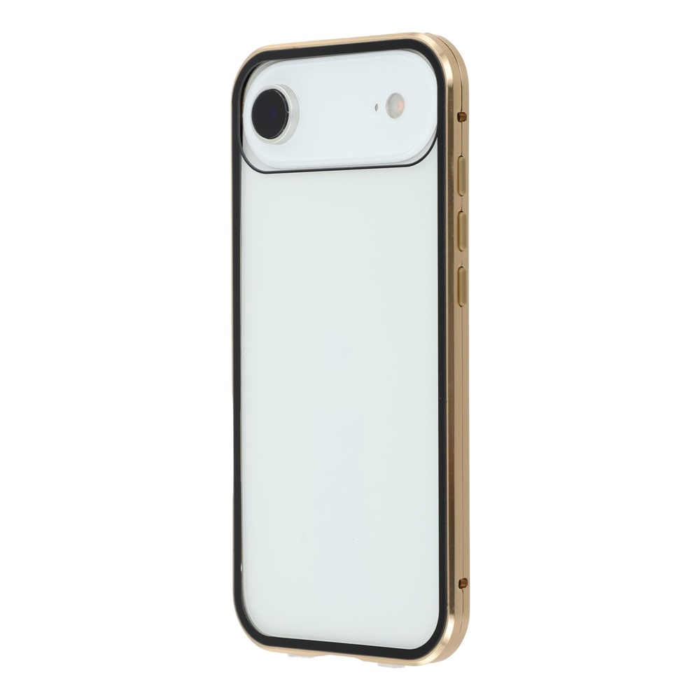iPhone Air Magnetische Alu Schutzhülle mit Panzer Glas Backcover   Displayschutz (Magnet-Technologie) - Gold